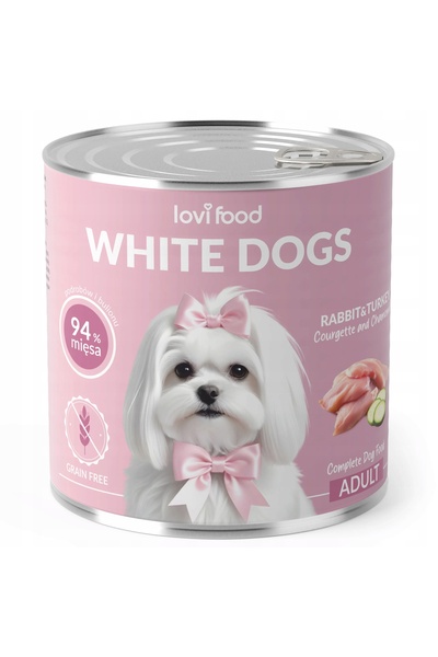 NO BRAND Hrană umedă Lovi Food White Dogs pentru câini albi, iepure și curcan...