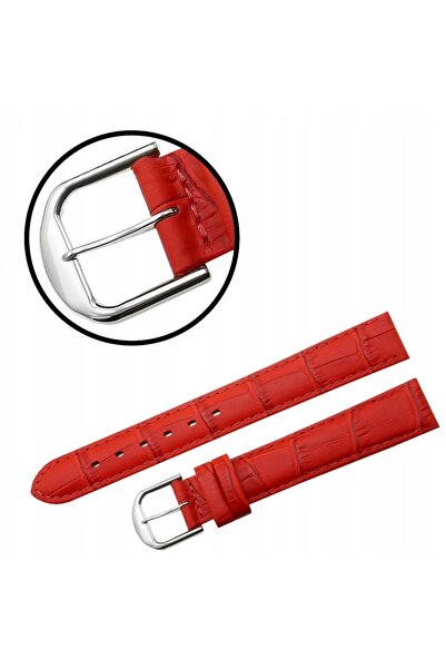 NO BRAND Curea REDA 16mm, model KROKODYL, roșie, cu cusături roșii.