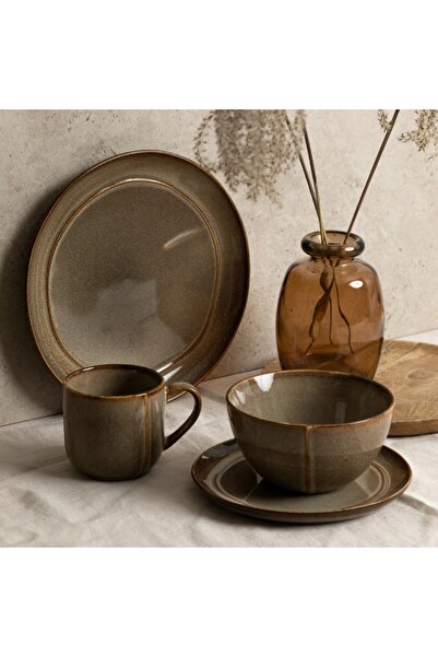 NO BRAND Set de 6 boluri de salată din porțelan, 15 cm, Bergen Bronz Retro