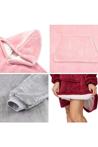 ZOLTA Hanorac roșu din fleece, oversize – un hanorac călduros cu glugă