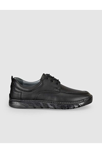 Cabani Black Genuine Leather Men's Comfort Casual Shoes