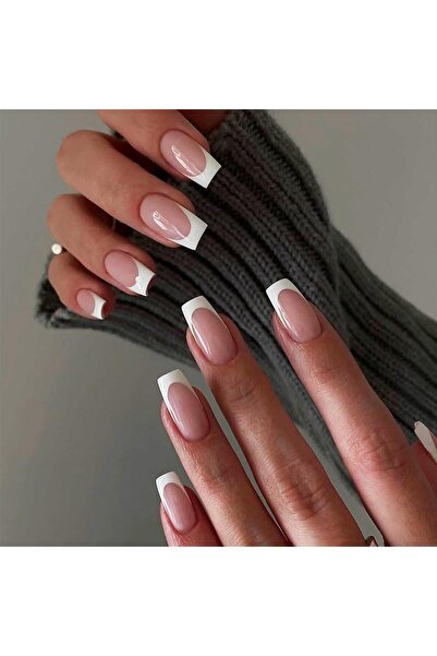 Choice WHITE Instantly Upgrade Your Look With 24pcs-White French Mid-Length S...