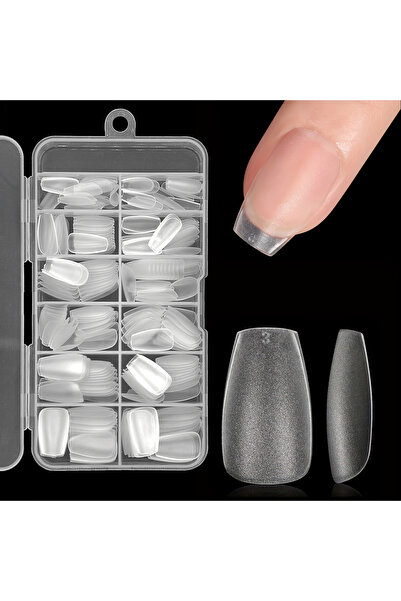 Choice Coffin-S 240pcs Transparent Almond Coffin Nail Tips Medium Short Lengt...