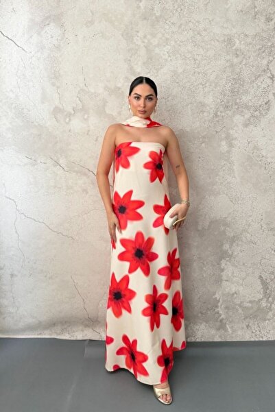 LUMU Rochie galbenă cu guler tip eșarfă