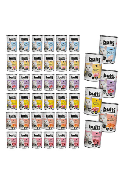 Bulti Hrană umedă completă pentru pisici, arome asortate, conservă 36x400g