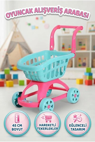 Tıfıl Toys İlk Market Arabam - İttirmeli Eğitici Çocuk Alışveriş ve Oyuncak M...