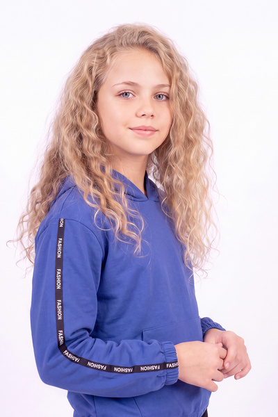 panios kids Kız Çocuk Kapüşonlu Kanguru Cepli Şerit Detaylı Sweatshirt