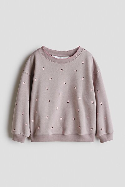 H&M Baskı Motifli ve İçi Tüylü Sweatshirt