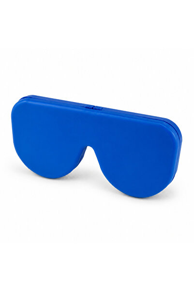 Generic Brand Compact silicone case for glasses, foldable model, Blue