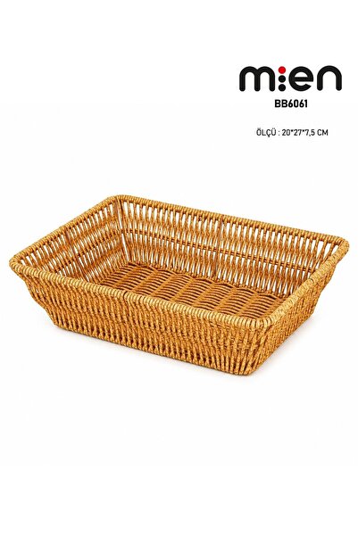 MİEN Rectangular Rattan Mini Bread Basket 20X27X7.5 cm