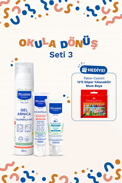 Mustela Arnica Jel 100ml + Cicastela Bakım Kremi 40ml + Balsam 40ml + 12'li M...