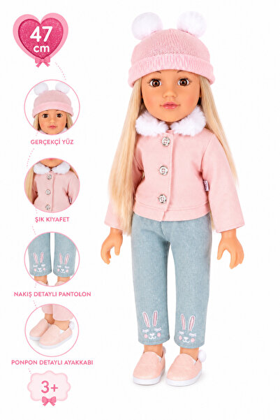 craftivio Premium 47 cm Gerçekçi Yüzlü Oyuncak Et Bebek - Uzun Saçlı Şık Kıya...