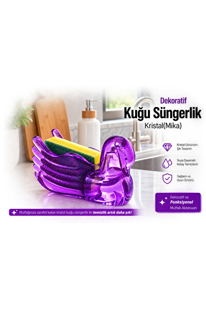 LUCES DESİGN Dekoratif Kuğu Süngerlik Kristal (Mika) – Renkli Mutfak Süngerliği