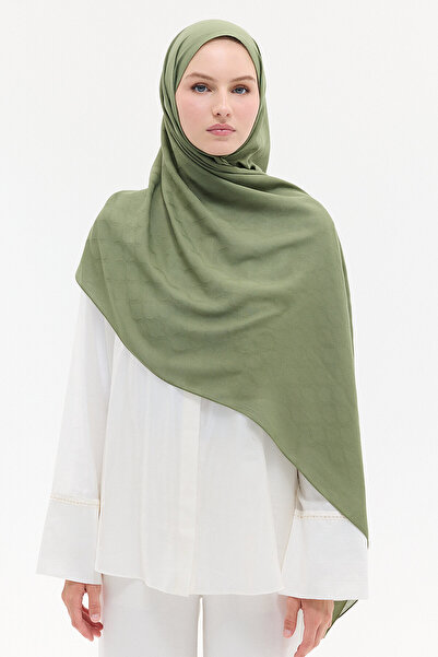 cs camellia scarf Жакард шал от рами с десен баклава - Зелен