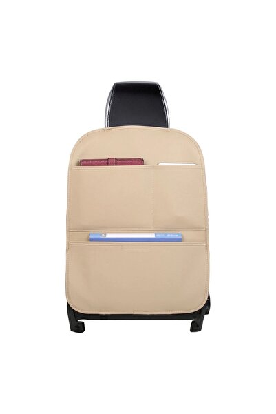 OEM Universal Car Seat Back Organizer, Waterproof PU Leather, Beige