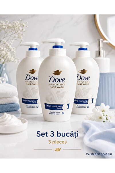 Dove Set of 3 x Deeply Nourishing, moisturizing liquid hand soap, 3 x 250 ml