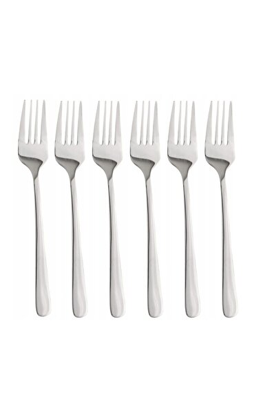 King Table fork set, polished stainless steel, 19.5 cm, silver, 6 pieces, Kin...