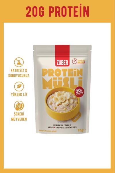 Züber Muzlu Yulaflı Protein Müsli (20g Protein) 70g x 5 Adet