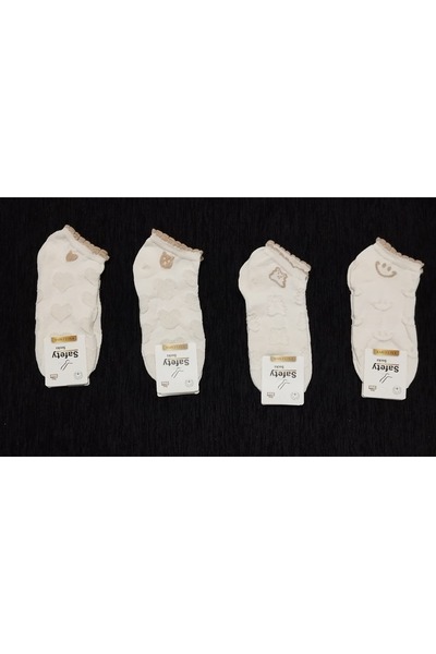 EfemİcGiyim Off-White Colored Embossed and Carved Patterned Cotton 12 Pairs o...