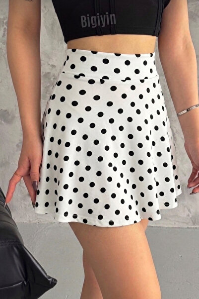 bigiyin New Season Skirt with Shorts Inside Skirt with Shorts Polka Dot Skirt...