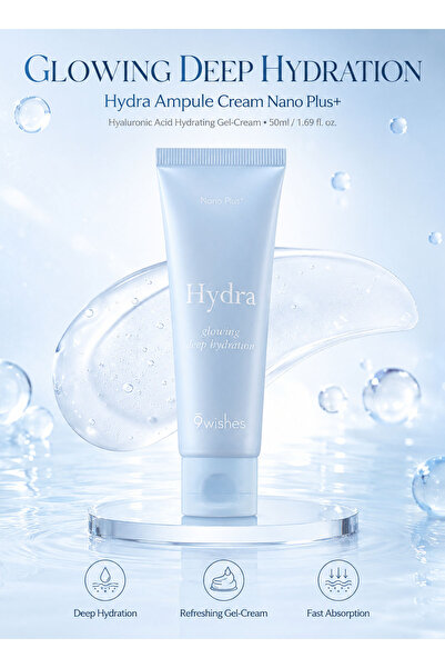 9WISHES Hydra Ampule Cream Nano Plus+ Hydrating Gel-Cream with Hyaluronic Aci...