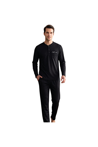 Over Sleep by Poleren Over Sleep 2412 Men's Winter Single Jersey Pajama Set