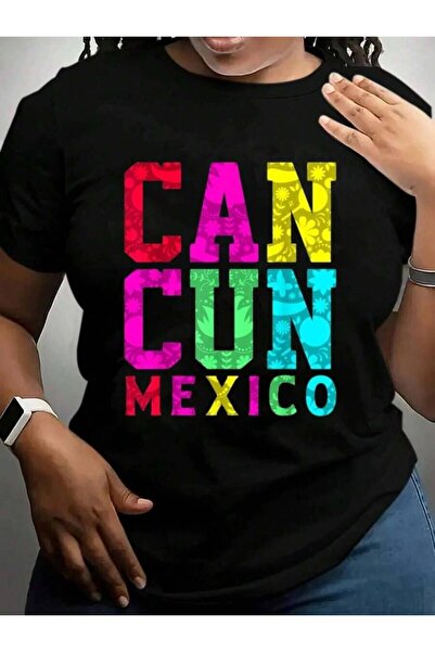 k222 Mexico Colorful Men Women Shirt Cancun T-Shirt Black Graphic T Shirts Tee