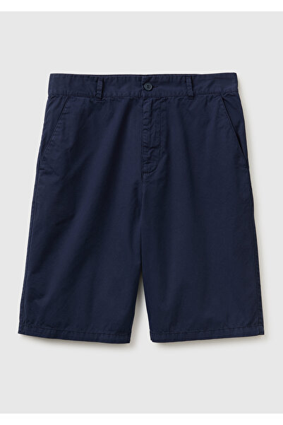 United Colors of Benetton Men's Navy Blue 100% Cotton Buttoned Gabardine Berm...