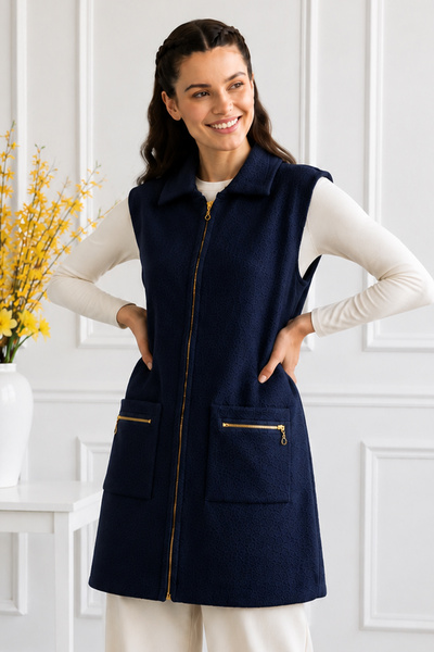 benguen Bearded Knitwear Vest N3381 Navy Blue