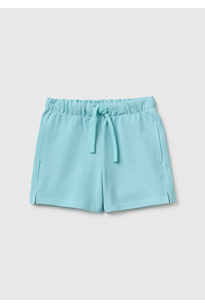 United Colors of Benetton Boy's Water Green Bermuda Shorts with Logo Detail o...