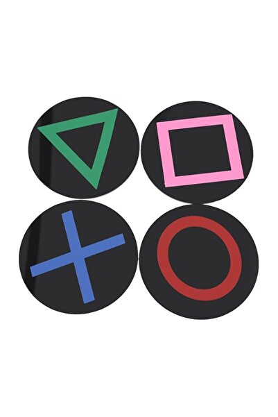 Generic bpa Playstation Ps4 Metal Drink Coasters, Set Of Four Coasters Multic...
