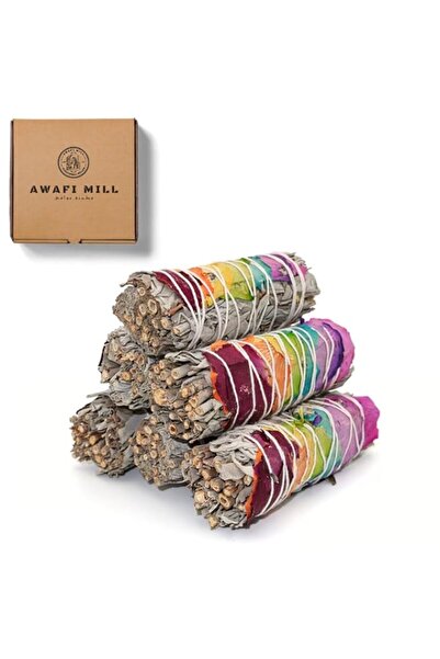 Generic Brand AWAFI MILL White Sage with Chakra Rose Petals Smudge Stick | Ha...