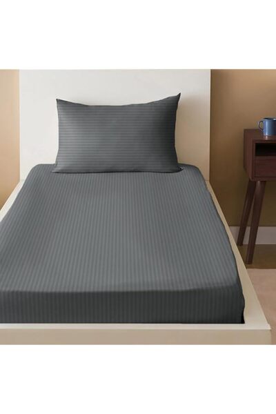 Generic Sleep Well Microfiber Stripe Fitted Sheet with Pillowcase Set - 90x20...