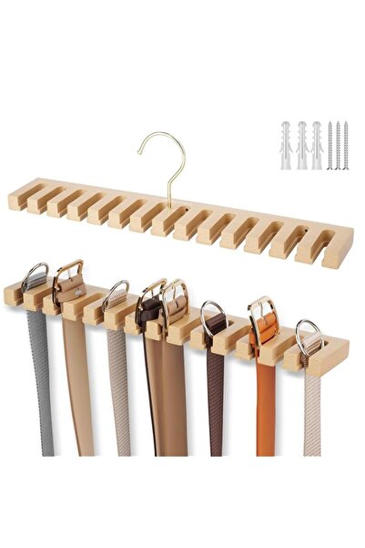 Generic Belt Hanger for Closet, Sturdy Wood Belt Rack for Men and Women, 14 S...