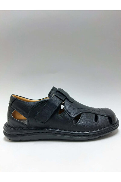 Luis Figo Genuine Leather Velcro Casual Closed Toe Comfortable Black Men's Sa...