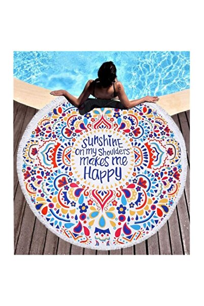 Generic SKEIDO Thick Round Beach Towel Blanket Microfiber Yoga Mat with Tasse...