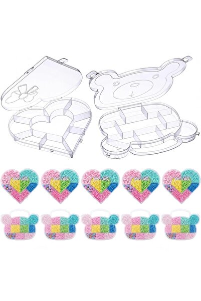 Generic Brand 12 Pack Clear Plastic Bead Organizer Boxes with Lids, Heart and...