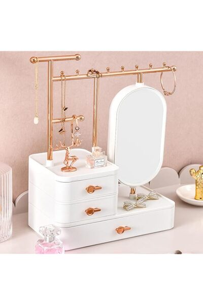 Generic Brand Jewelry Holder Organizer with Makeup Mirror, Aesthetic Rings Ea...