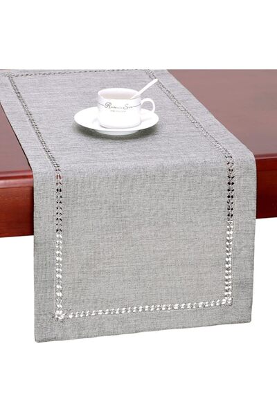 Generic Grelucgo (14 x 90) - Handmade Hemstitch Grey Dining Table Runner Or D...