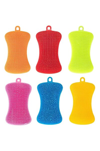 Generic Silicone Dish Sponge, 6 Pcs Kitchen Dish Washing Brushes Multi-functi...