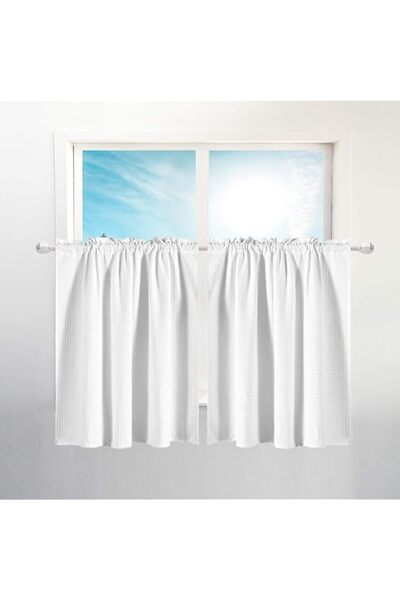 Generic Brand Barossa Design Waffle Weave Half Window Tier Curtains: Small Ba...