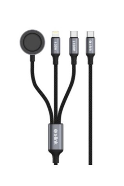 S-LINK Armor CLW-01 100W 1.2m Type-C to Type-C Lightning Siyah Hızlı Şarj Kab...