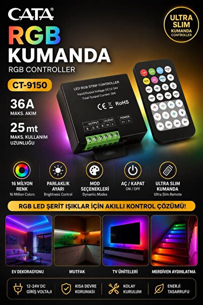 Cata RGB KUMANDA 36A (25M) LED KUMANDASI