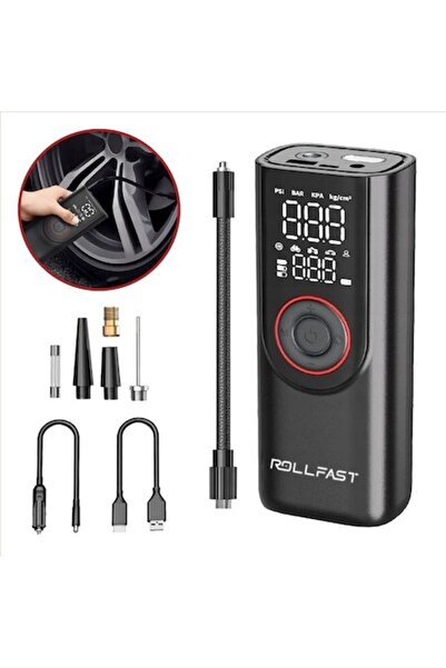 Roll Fast Mini compresor auto portabil, digital 3 în 1, alimentare duală wire...