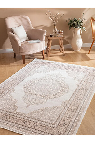Tuğra Halı Yeditepe YT02 100 x 300 cm Bej Triko Akrilik 8 mm Saçaklı Yolluk K...