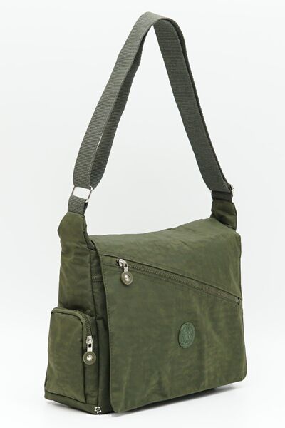 Jasmin Women's Khaki Waterproof Crinkle Fabric Multi-Compartment Cross Strap ...