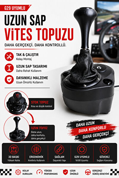 Ognami G29 Uyumlu Uzun Vites Topuzu | Gerçekçi Sürüş Deneyimi | Ergonomik 3D ...
