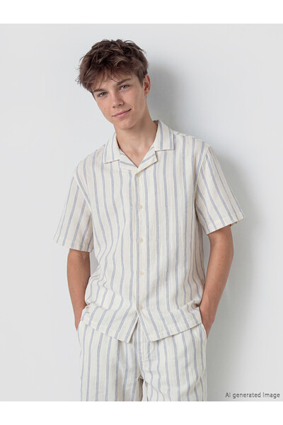 LC Waikiki Nevavm Striped Boy's Shirt with Difference