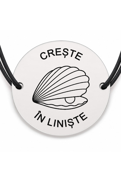 Simoshop Brățară argint 925 cu bănuț gravat scoică cu mesajul „Cresc în liniș...