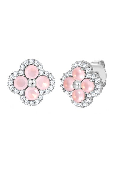 Lulu & Jane Modeschmuckohrstecker Ohrstecker Zirkonia rosa weiß